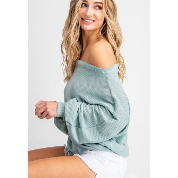 NEW! Mint Waffle Knit Top! - Picture 3 of 6